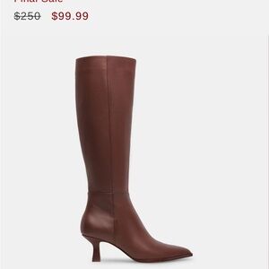 Dolce Vita Brown Leather Heeled Boots Extra Wide Calf